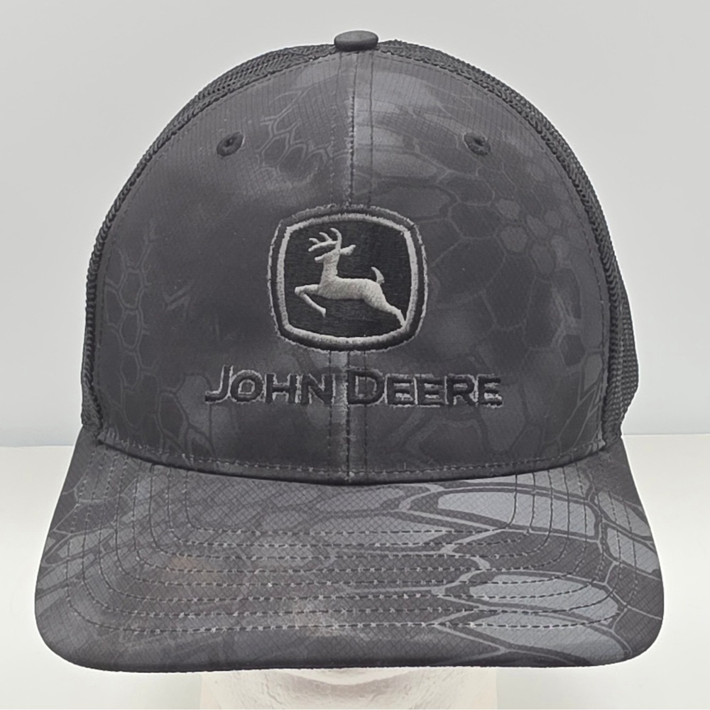 John Deere Trucker Hat Kryptek Typhon Black Camo Richardson 112P Snapback Cap
